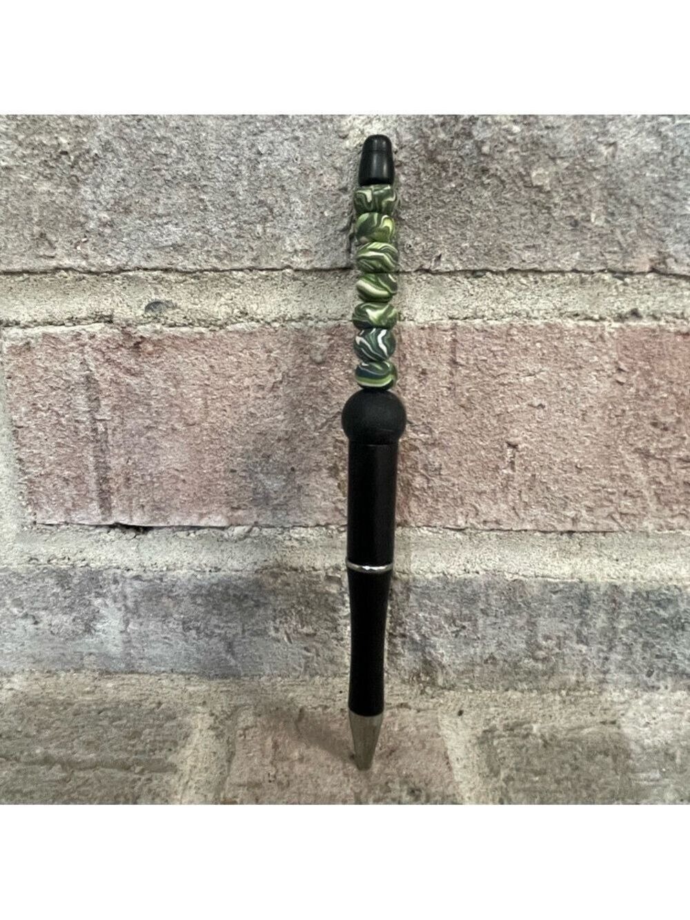 Handcrafted Black and Green Swirl Pen
